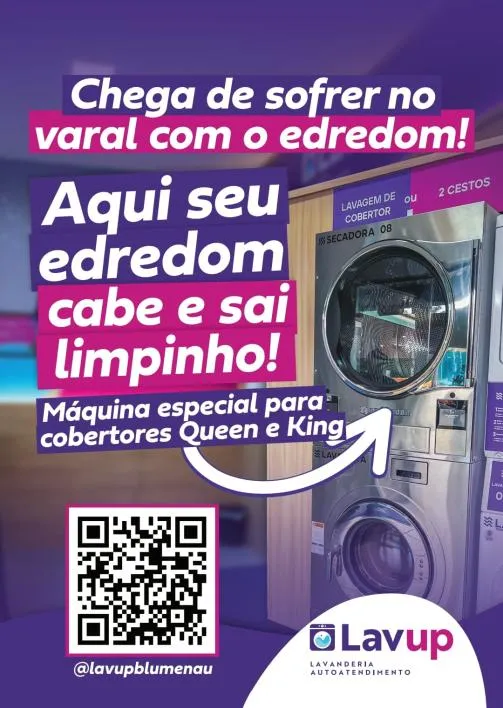Material de divulgação de Lavup Lavanderia Autoatendimento